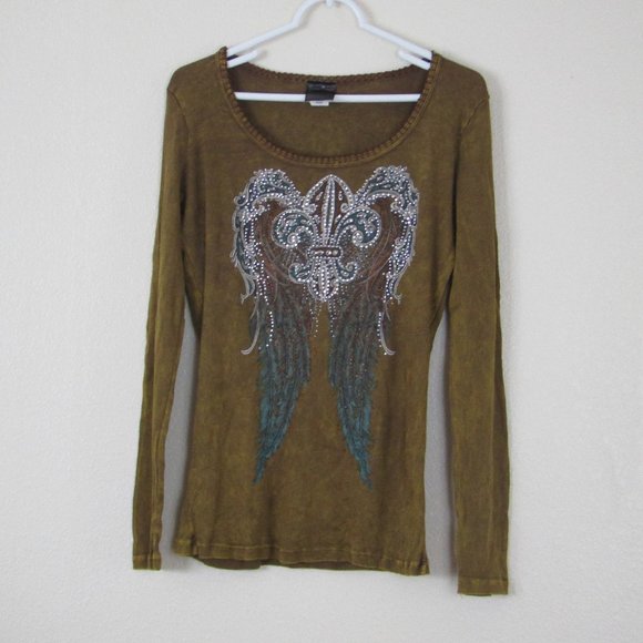 Tops - Western Embellished Angel Wing Top, XL